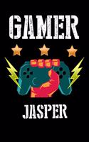 Gamer Jasper: Liniertes Notizbuch für deinen Vornamen