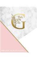 G - 2020 One Year Planner: Elegant Gold Pink and Marble Monogram Initials - Pretty Daily Calendar Organizer - One 1 Year Letter Agenda Schedule with Vision Board, Habit Tracke