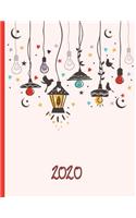 Hanging Garden Lights in the Sky with Stars, Moon, and Hearts: 2020 Schedule Planner and Organizer / Weekly Calendar