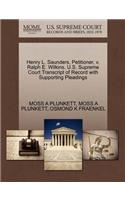 Henry L. Saunders, Petitioner, V. Ralph E. Wilkins. U.S. Supreme Court Transcript of Record with Supporting Pleadings