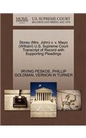 Storey (Mrs. John) V. V. Mayo (William) U.S. Supreme Court Transcript of Record with Supporting Pleadings