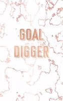 Goal Digger: Inspirational Quote Bullet Journal, Trendy White Marble and Rose Gold - 8.5 x 11, 120 Dot Grid Pages