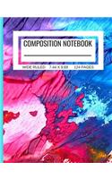 Composition Notebook Wide Ruled 7.44 x 9.69 124 Pages: Colorful Abstract Acrylic Art College Notebooks for Girls Teens Kids School Writing Notes Journal (Composition Notebook)