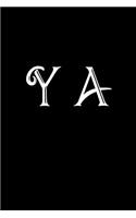 Y a: Double Monogram Journal, 100 Pages, 6x9 Inches, Black Glossy Cover