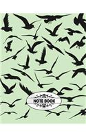 Notebook: Black Bird on Green cover and Blank pages, Extra large (8.5 x 11) inches, 110 pages, White paper, Sketch, Draw and Paint(5 Black Bird on Gray Notebook)