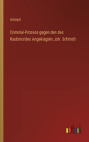 Criminal-Prozess gegen den des Raubmordes Angeklagten Joh. Schmidt