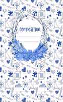 Composition: A 8.5x11 Inch Matte Softcover Paperback Notebook Journal With 120 Blank Lined Pages -Handwriting Paper- Atoms Science Hearts