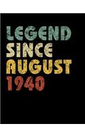 Legend Since August 1940: Vintage Birthday Gift Notebook With Lined College Ruled Paper. Funny Quote Sayings Notepad Journal For Taking Notes For People Born in 1940.