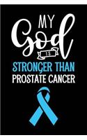 My God Is Stronger Than Prostate Cancer: Blank Lined Notebook with Awareness Ribbon - Journal