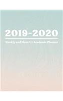 2019-2020 Weekly and Monthly Academic Planner: Daily Academic Year Organizer Agenda with Inspirational Quotes & Hourly Class Schedule Semester Calendars Teal Mint Green & Blush Pink Ombre Marble 