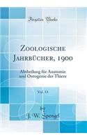 Zoologische JahrbÃ¼cher, 1900, Vol. 13: Abtheilung FÃ¼r Anatomie Und Ontogenie Der Thiere (Classic Reprint)