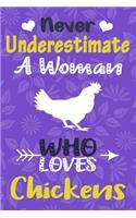 Never Underestimate a Woman Who Loves Chickens Journal