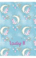 Lady R: Dot Grid Journal with Her Unicorn Name/Initial with Christmas Theme