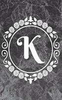 K: Cute Floral Initial Monogram College Ruled Notebook - Pretty Personalized Lined Journal & Diary for Writing Notes for Students for Girls & Women - L
