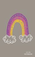 Dot Grid Notebook: Purple, Pink & Yellow Rainbow, 5 inches x 8 inches, 100 sheets / 200 pages, Cream Interior Pages