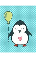 Penguin Holding a Balloon Music Notebook
