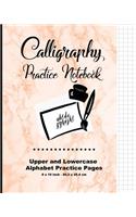 Calligraphy Practice Notebook: Marble Stone Orange, Calligraphy Writing Paper, Upper & Lowercase Alphabet Guide For Calligraphy Lettering and Design Practice