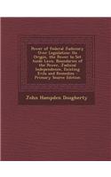 Power of Federal Judiciary Over Legislation