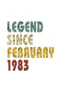 Legend Since February 1983: Retro Birthday Gift Notebook With Lined Wide Ruled Paper. Funny Quote Sayings 5 x 8 Notepad Journal For Taking Notes For People Born In February 198