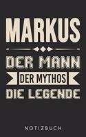 Markus Der Mann Der Mythos Die Legende: Din A5 Kariertes Heft (Kariert) Mit Karos Für Markus - Notizbuch Tagebuch Planer Für Jeden Mit Dem Vorname Mark - Notiz Buch Geschenk Journal Markus
