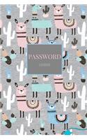 Password Logbook: Grey Pastel Blue Pink Lama Alpaca and Cactus Email Password Organizer with Alphabetical Tabs, Password Keeper Book, Passcode Diary, Password Storage(1 Passwords Logbooks)
