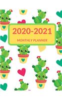 2020 - 2021 Monthly Planner: January 2020 - December 2021 - Notebook, Weekly Calendar and Organizer - Vertical Pages - Dated With To Do List & Notes Pages (Cute Cactus, White)