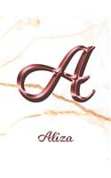 Aliza: 1 Year Weekly Planner with Note Pages (12 Months) - White Marble Rose Gold Pink Effect Letter A - 2020 - 2021 - Week Planning - Monthly Appointment 