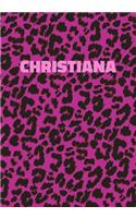 Christiana: Personalized Pink Leopard Print Notebook (Animal Skin Pattern). College Ruled (Lined) Journal for Notes, Diary, Journaling. Wild Cat Theme Design wi