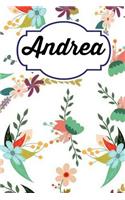 Andrea: Personalised Andrea Floral Homework Book Notepad Notebook Composition and Journal Gratitude Diary