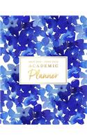 July 2019 - June 2020 Academic Planner: Pretty Blue Watercolor Bloom Weekly & Monthly Dated Calendar Organizer with To-Do's, Checklists, Notes and Goal Setting Pages
