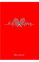 Tennis Journal: Dot Grid Journal - Tennis Racket Heartbeat Black Fun-ny Tennis Player Gift - Red Dotted Diary, Planner, Gratitude, Writing, Travel, Goal, Bullet Not