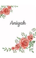 Aniyah: Personalized Composition Notebook - Vintage Floral Pattern (Red Rose Blooms). College Ruled (Lined) Journal for School Notes, Diary, Journaling. Flo