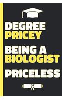 Degree Pricey Being A Biologist Priceless: Lined Notebook Funny Graduation Gift for New Biologists - Practical Alternative to a Card