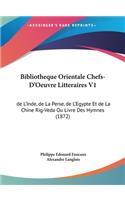 Bibliotheque Orientale Chefs-D'Oeuvre Litteraires V1