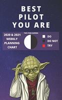 2020 & 2021 Two-Year Weekly Planner For Best Pilot Gift - Funny Yoda Quote Appointment Book - Two Year Agenda Notebook