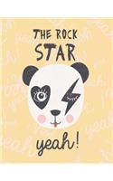 The rock star: Panda on yellow cover and Dot Graph Line Sketch pages, Extra large (8.5 x 11) inches, 110 pages, White paper, Sketch, Draw and Paint(3 Panda on Yellow Notebook)