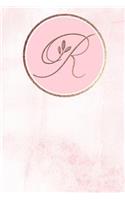 R: Monogram Journal Monogrammed with Personalized Rose Gold Letter 'r'(18 Pastel Pink Rose Gold Monogram)