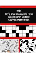 1992 Trivia Quiz Crossword Fill in Word Search Sudoku Activity Puzzle Book