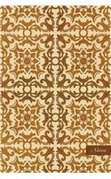 Notes: 6"x9" Unruled Blank Notebook - Spiral Curve Cross Botanic Plant Vine Frame - Retro Brown Worn Out Vintage Seamless Pattern Cover. Matte Softcover An