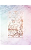 The Star: Bullet Journal - 8.5 x 11 A4 Notebook - Pastel Hue - Rainbow Marble and Gold Design - Dot Grid Notebook