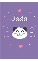 Jada: A cute personalized panda notebook/ diary for girls and women, with 100 lined pages in 6x9 inch format. Personal Diary Personalized Journal Customiz