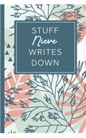 Stuff Nieve Writes Down: Personalized Journal / Notebook (6 x 9 inch) STUNNING Tropical Teal and Blush Pink Pattern