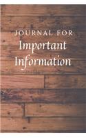 Journal For Important Information