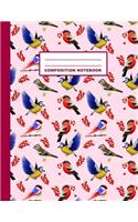 Composition Notebook: Birds Pattern Cover Design - Wide Ruled - 120 Blank Lined Pages - 8.5" X 11" - Matte Finished Soft Cover