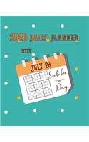 2020 Daily Planner with Sudoku-a-Day: Turquoise Polka Dot Planning by Day Calendar Jan-Dec 2020