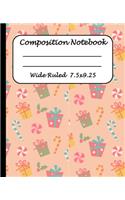 Wide Ruled Composition Notebook: Wide Ruled Line Paper Journal Notebook: Christmas Presents Blank lined Writing book Workbook for Elementary school kids Teens Elderly