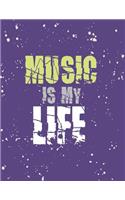 Music is my life: Music is my life on purple cover and Dot Graph Line Sketch pages, Extra large (8.5 x 11) inches, 110 pages, White paper, Sketch, Draw and Paint(3 Music Is My Life on Purple Notebook)
