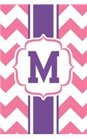 Pink Chevron Letter M Monogrammed Journal