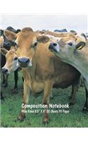 Composition Notebook: Wide Ruled Cow Farm Bull Bovine Cattle Cute Composition Notebook, Girl Boy School Notebook, College Notebooks, Composition Book, 8.5" x 11"(57 Cute Cow Notebooks for Home School Boys and Girls)
