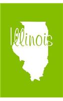 Illinois - Lime Green Lined Notebook with Margins: 101 Pages, Medium Ruled, 6 x 9 Journal, Soft Cover